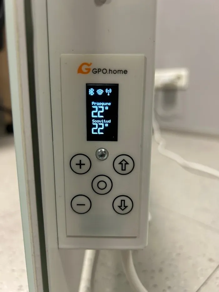 Finished electric heater with the GPO.home display panel