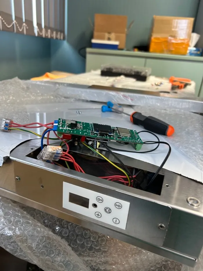 GPO iotHub TPCB control board installed and wired inside a heater body
